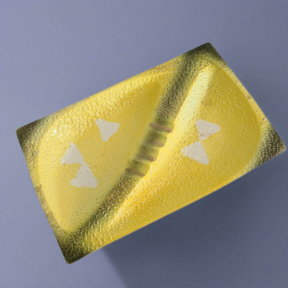 Vintage Atomic Yellow Ceramic Ashtray Mid Century Modern